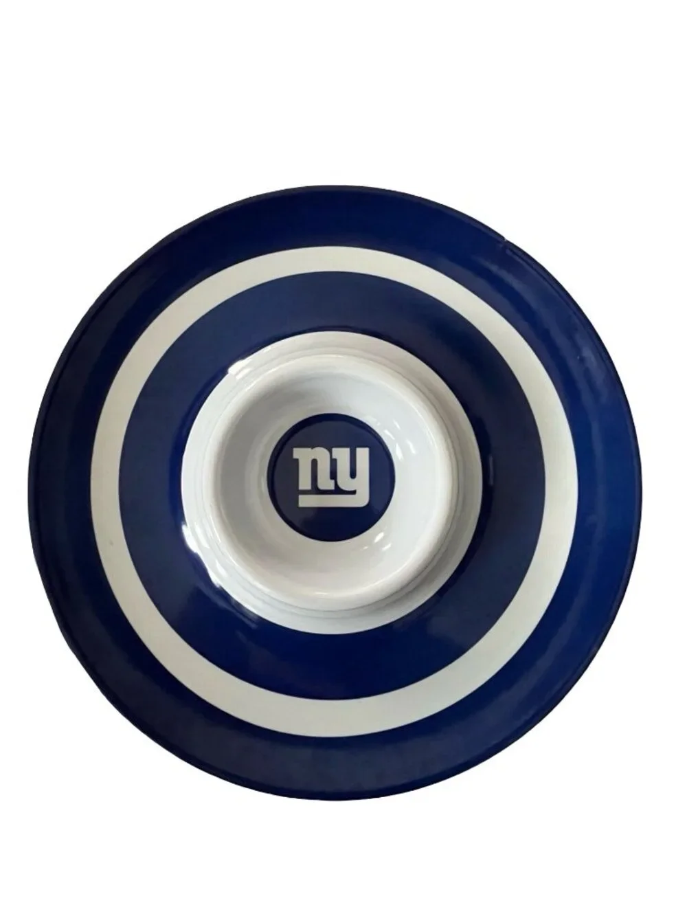 New York Giants Chip & Dip Bowl 13” NFL NY Logo Serving Platter Blue White
